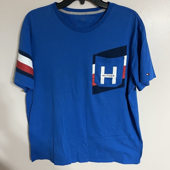 Tommy Hilfiger Tops - Tommy Hilfiger Blue Graphic T-shirt Short Sleeve Woman's Size Large‎